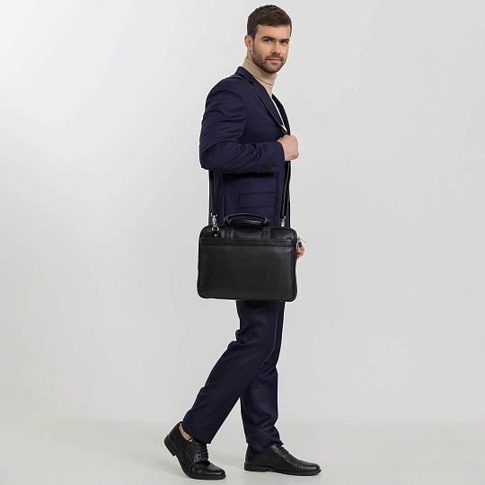 Деловая сумка Dr.Koffer из натуральной кожи черная