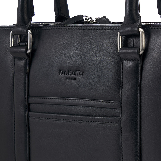 Деловая сумка Dr.Koffer из натуральной кожи черная