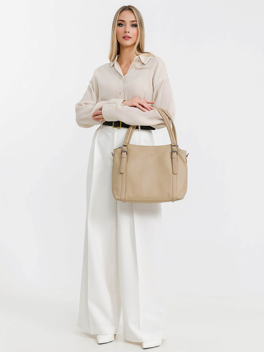 Женская сумка Dr.Koffer из натуральной кожи бежевая