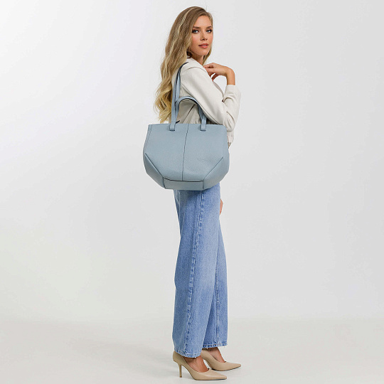 Женская сумка Dr. Koffer из натуральной кожи голубая