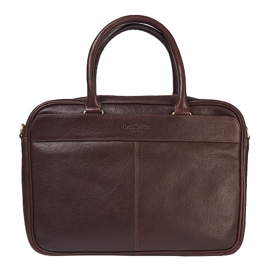 Деловая сумка Dr.Koffer из натуральной кожи темно-коричневая