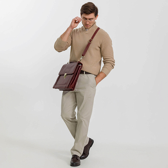 Портфель Dr.Koffer из натуральной кожи светло-коричневый