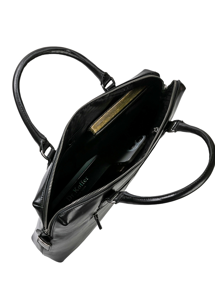 Деловая сумка Dr.Koffer из натуральной кожи черная