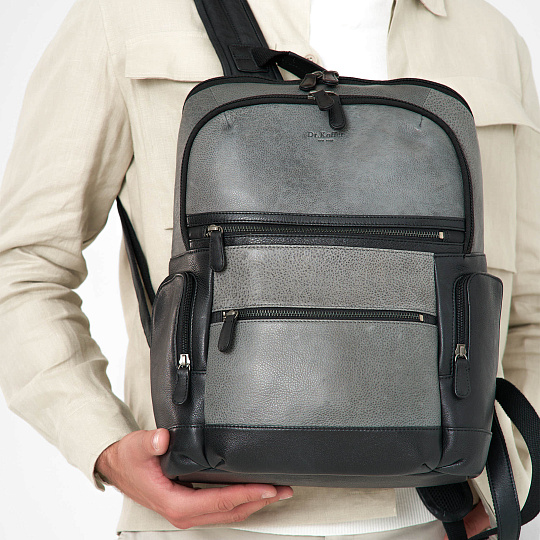Рюкзак Dr.Koffer из натуральной кожи серый