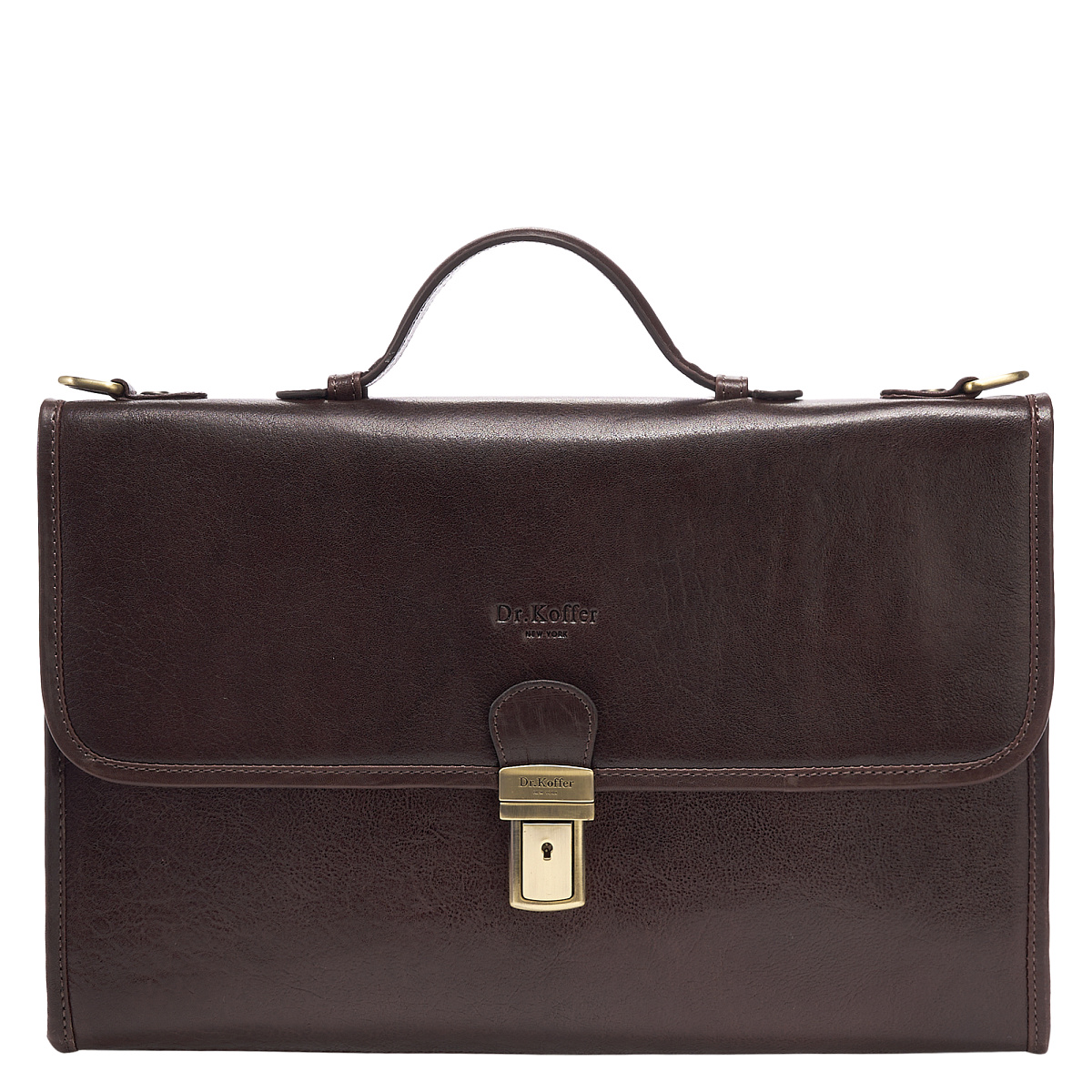 Портфель Dr.Koffer из натуральной кожи темно-коричневый