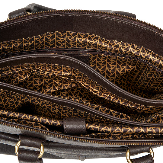 Деловая сумка Dr.Koffer из натуральной кожи темно-коричневая