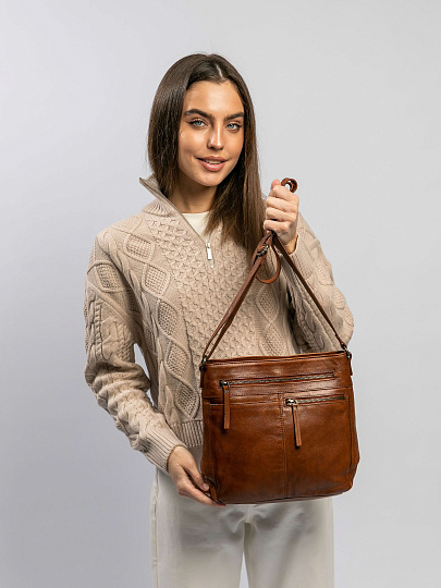 Сумка через плечо Dr.Koffer из натуральной кожи коричневая