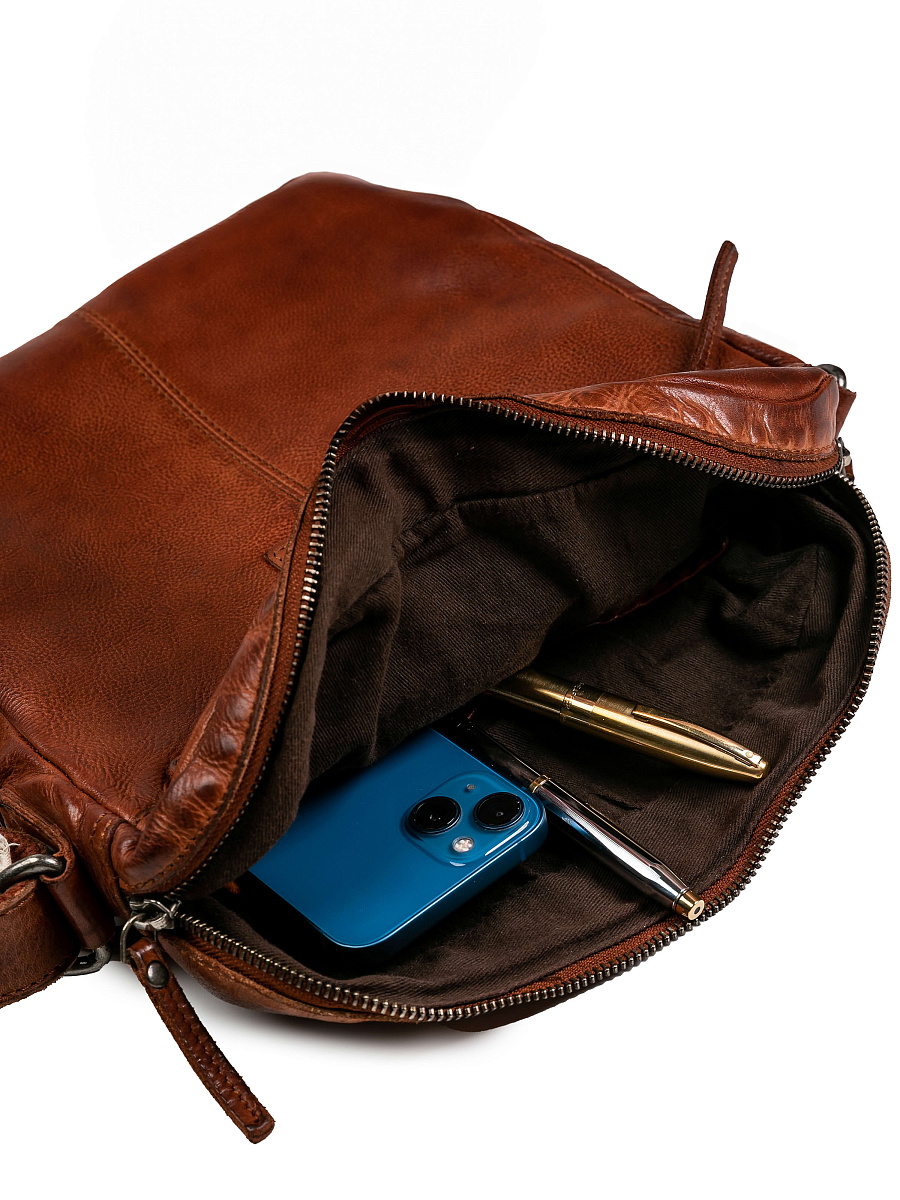 Сумка через плечо Dr.Koffer из натуральной кожи коричневая