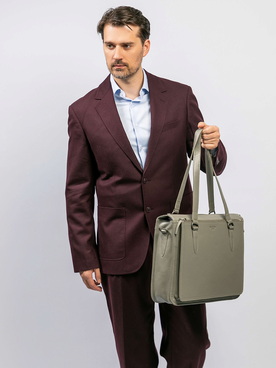 Женская сумка Dr.Koffer из натуральной кожи серая