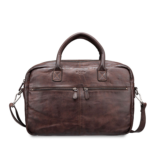 Деловая сумка Dr.Koffer из натуральной кожи темно-коричневая