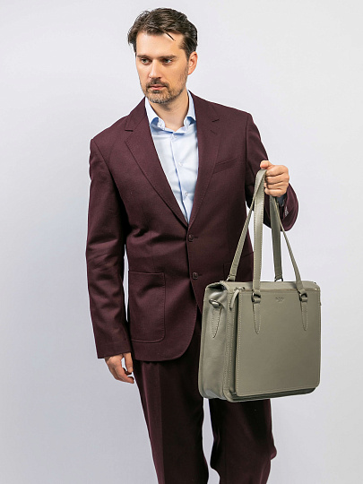 Женская сумка Dr.Koffer из натуральной кожи серая