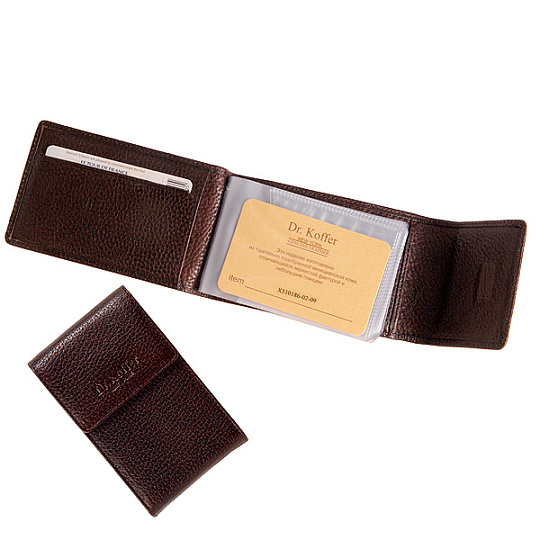 Визитница Dr.Koffer из натуральной кожи темно-коричневая