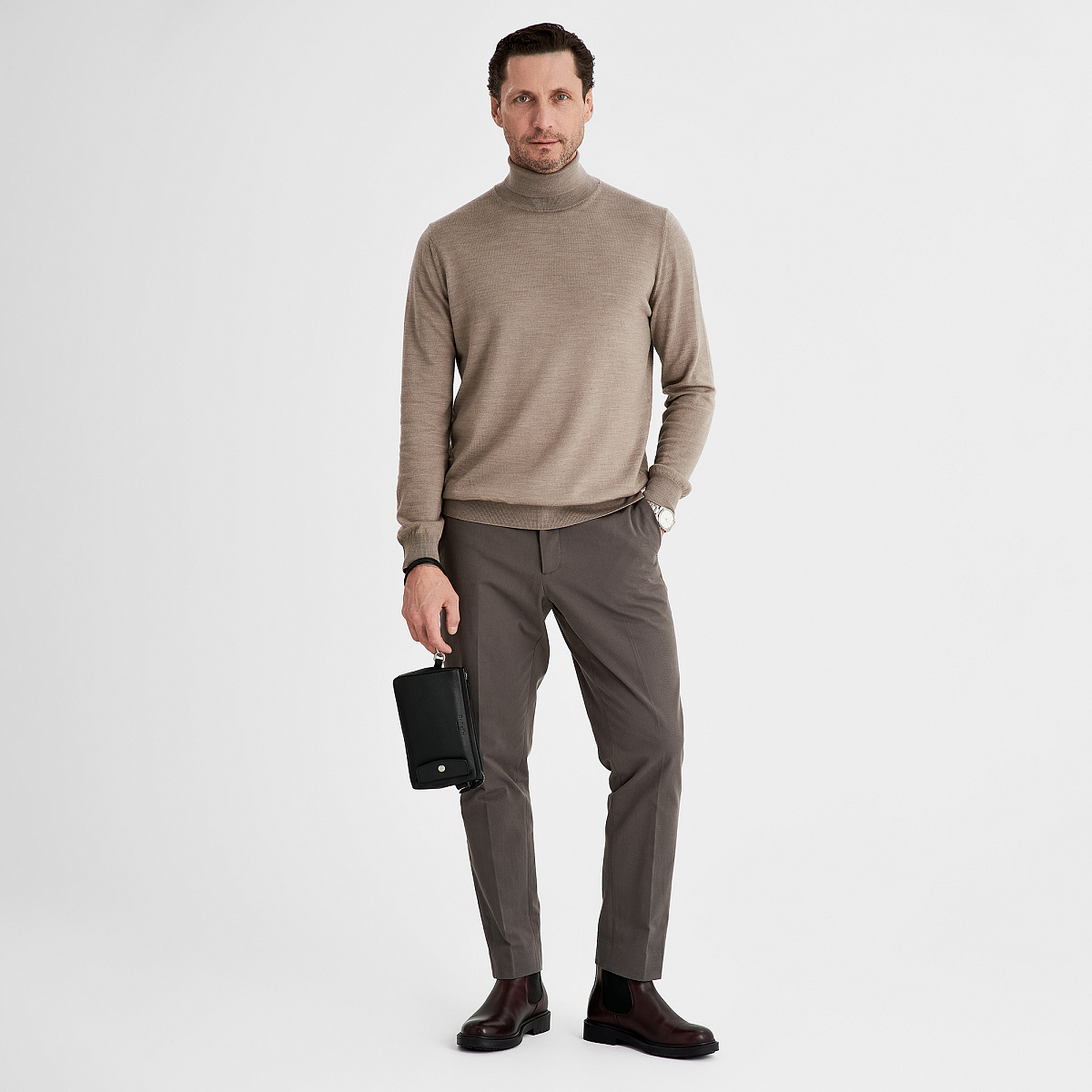 Сумка барсетка из натуральной кожи Dr. Koffer черная