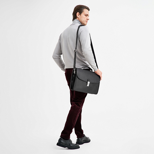 Портфель Dr.Koffer из натуральной кожи черный