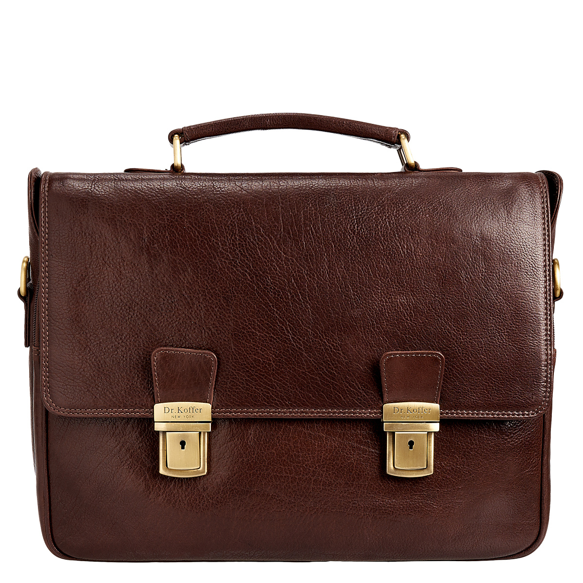Портфель Dr.Koffer из натуральной кожи темно-коричневый