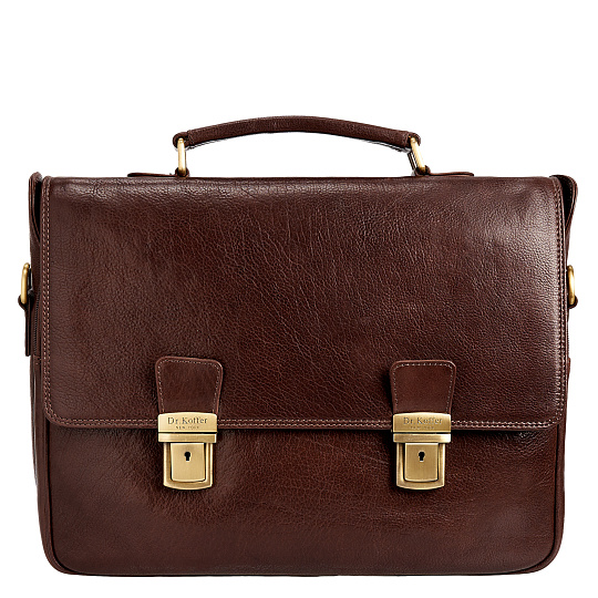 Портфель Dr.Koffer из натуральной кожи темно-коричневый