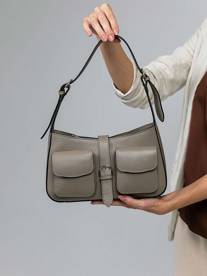Женская сумка Dr.Koffer из натуральной кожи серая