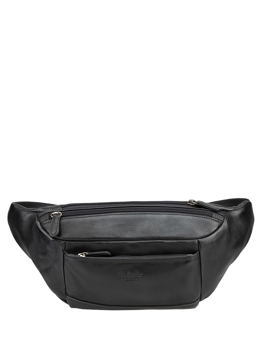 Сумка на пояс Dr. Koffer из натуральной кожи черная