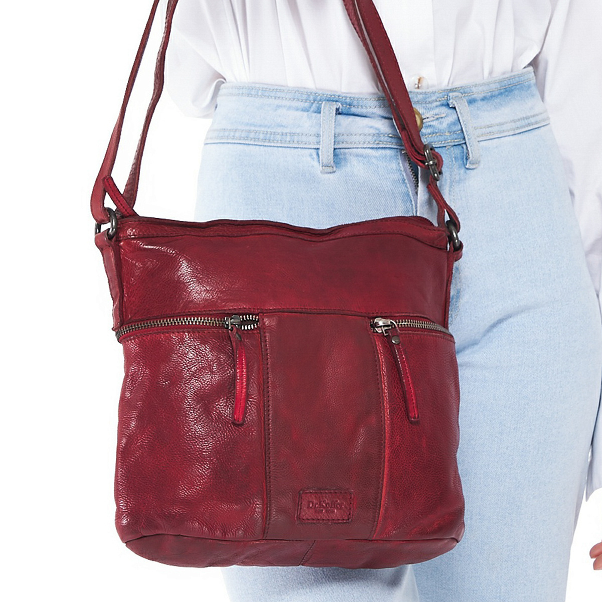 Сумка через плечо Dr.Koffer из натуральной кожи красная