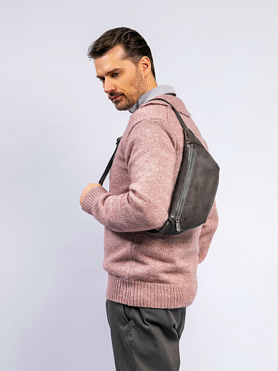 Сумка на пояс Dr. Koffer из натуральной кожи серая