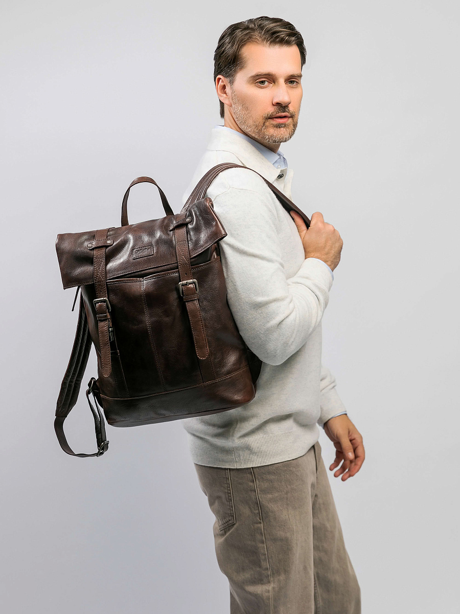 Рюкзак Dr.Koffer из натуральной кожи темно-коричневый