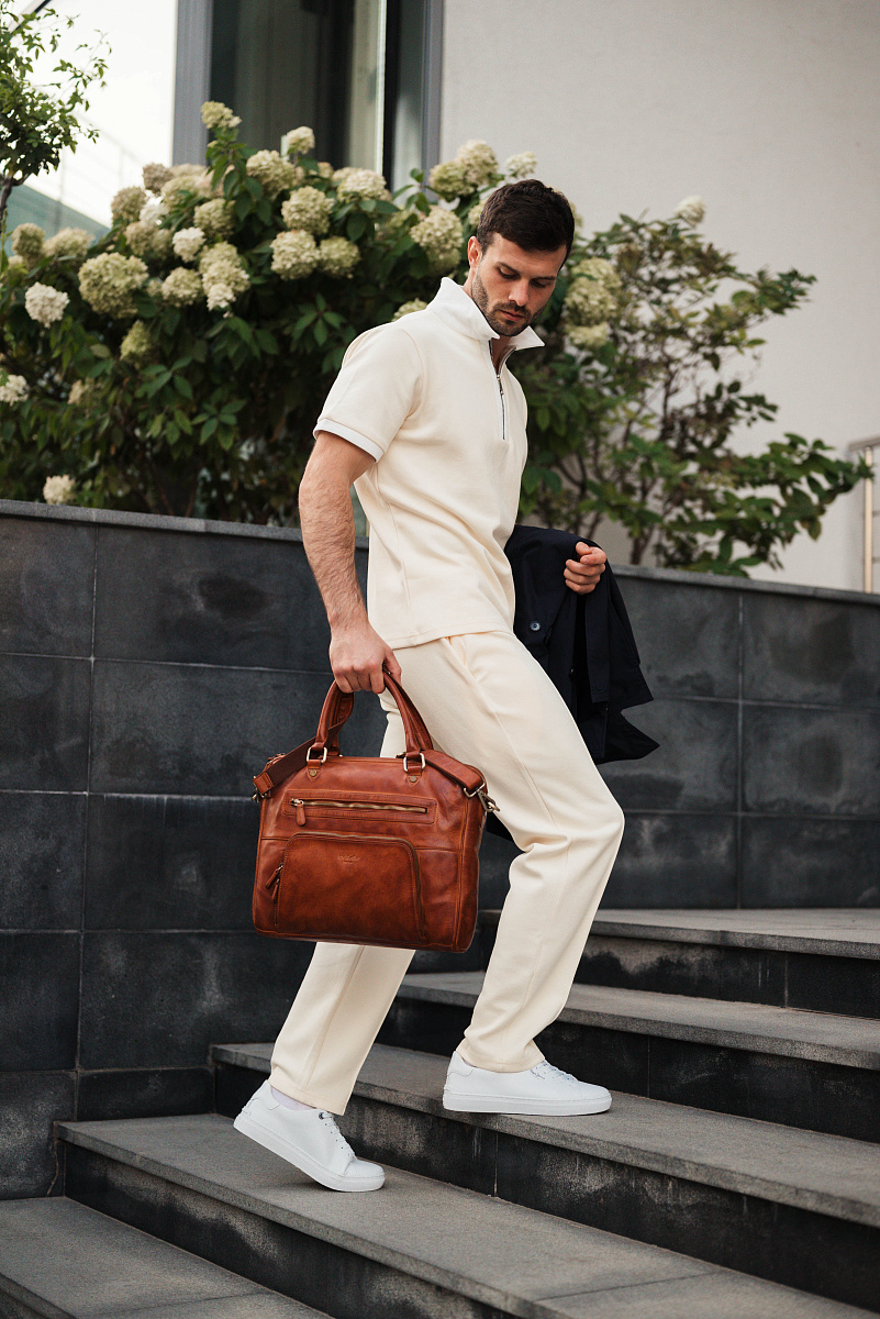 Деловая сумка Dr.Koffer из натуральной кожи коричневая