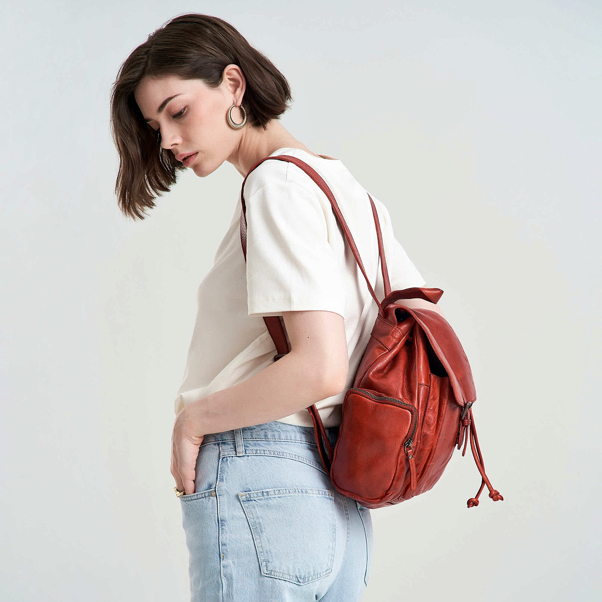 Рюкзак Dr.Koffer из натуральной кожи красный