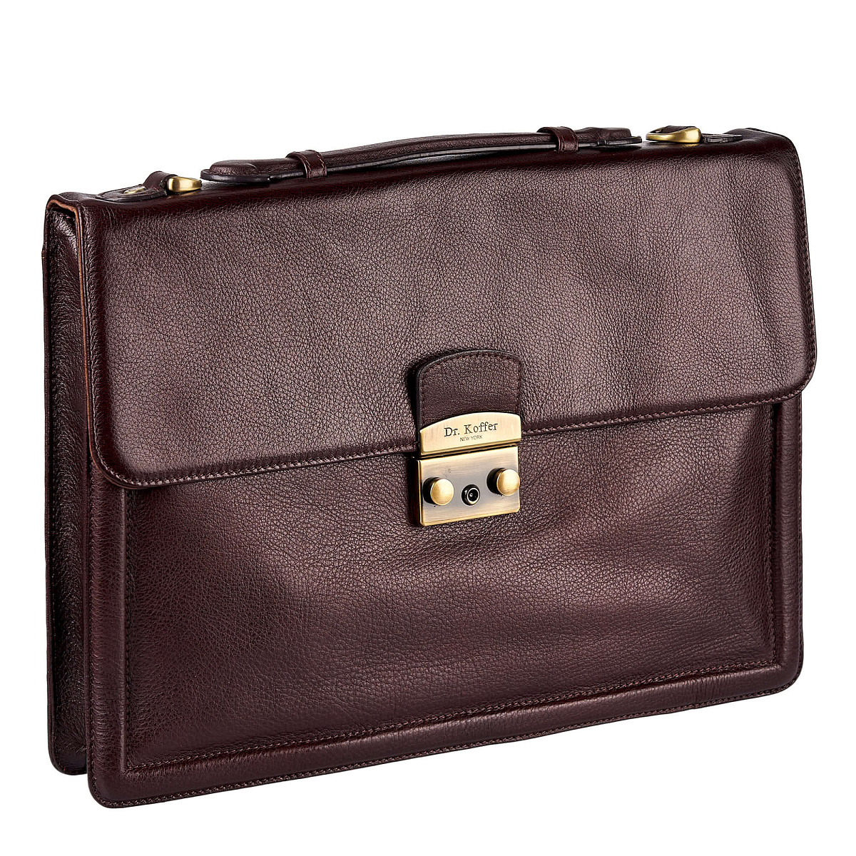 Портфель Dr.Koffer из натуральной кожи темно-коричневый