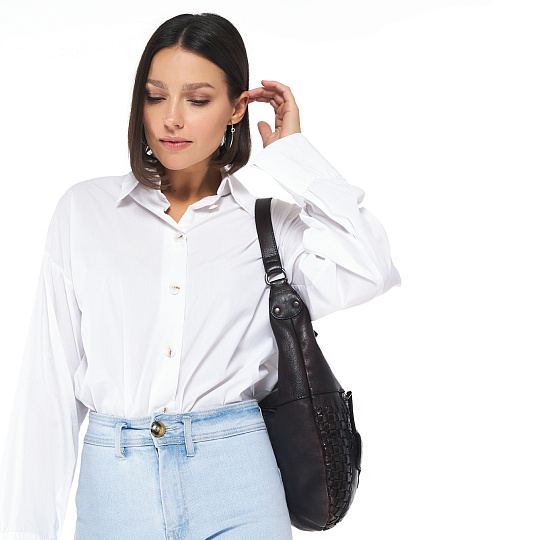 Сумка через плечо Dr.Koffer из натуральной кожи коричневая