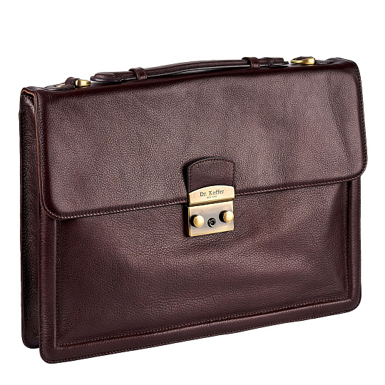 Портфель Dr.Koffer из натуральной кожи темно-коричневый
