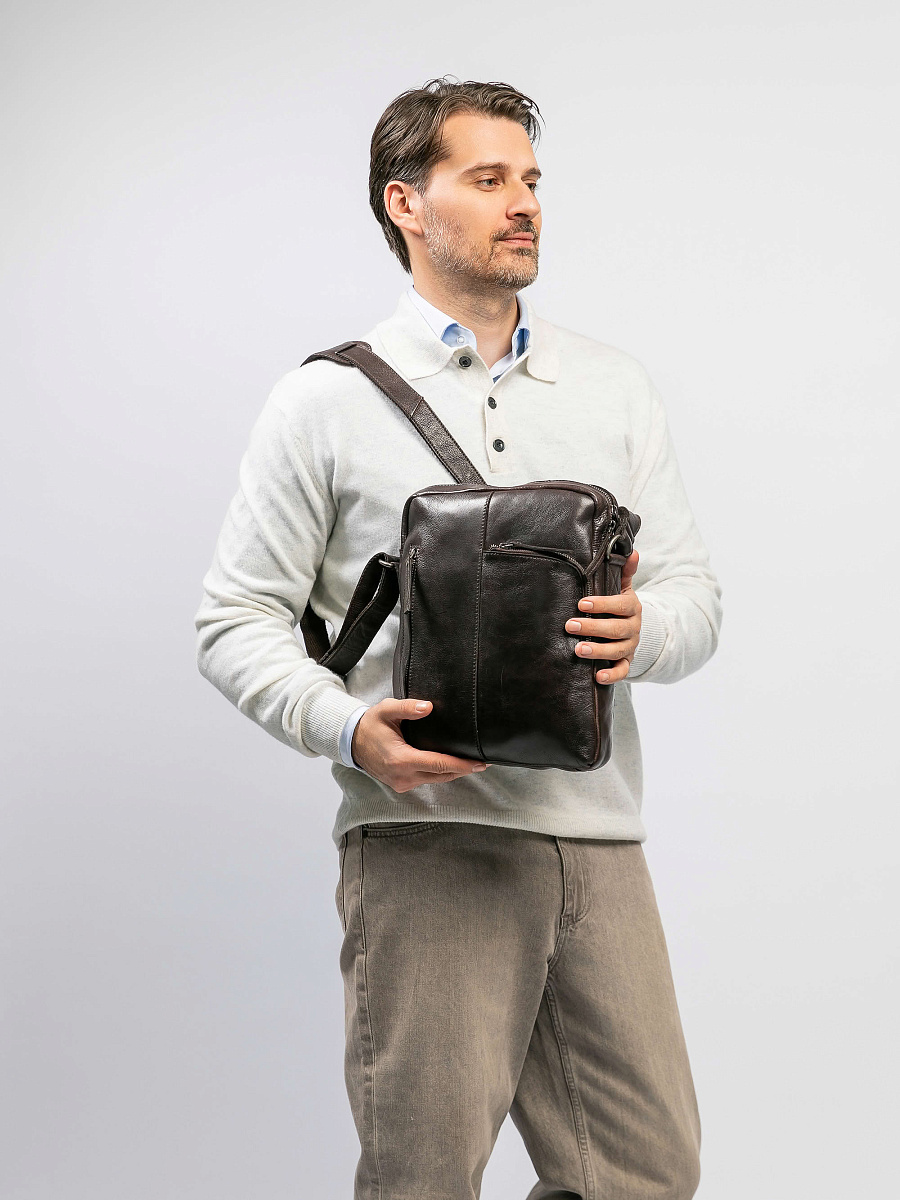 Сумка через плечо Dr.Koffer из натуральной кожи коричневая