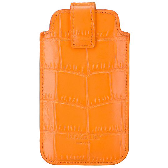 Чехол для телефона из натуральной кожи оранжевый Dr.Koffer