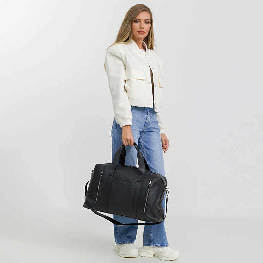 Сумка дорожная Dr.Koffer из натуральной кожи черная