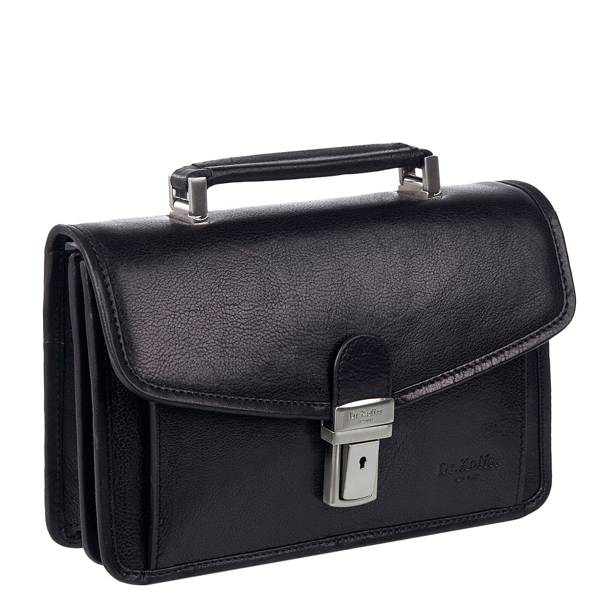 Сумка-визитка из натуральной кожи Dr. Koffer черная