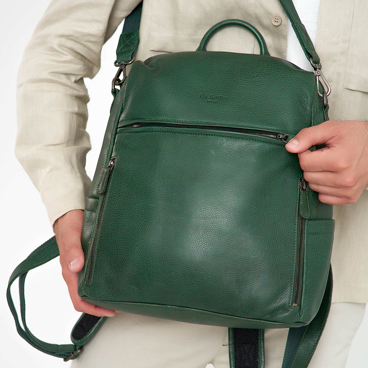 Рюкзак Dr.Koffer из натуральной кожи зеленый