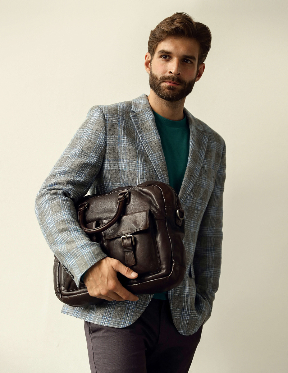 Деловая сумка Dr.Koffer из натуральной кожи темно-коричневая