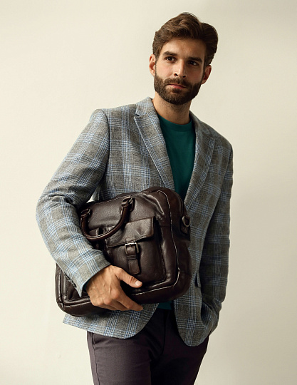 Деловая сумка Dr.Koffer из натуральной кожи темно-коричневая