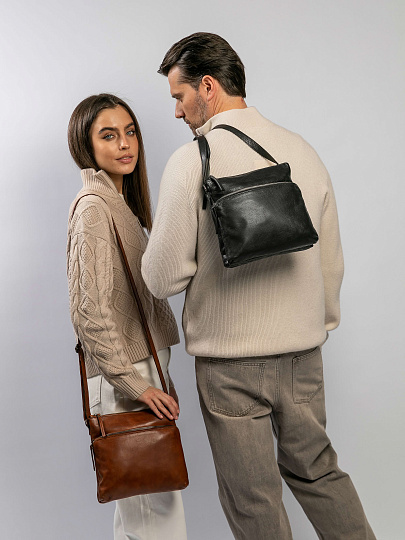 Сумка через плечо Dr.Koffer из натуральной кожи коричневая