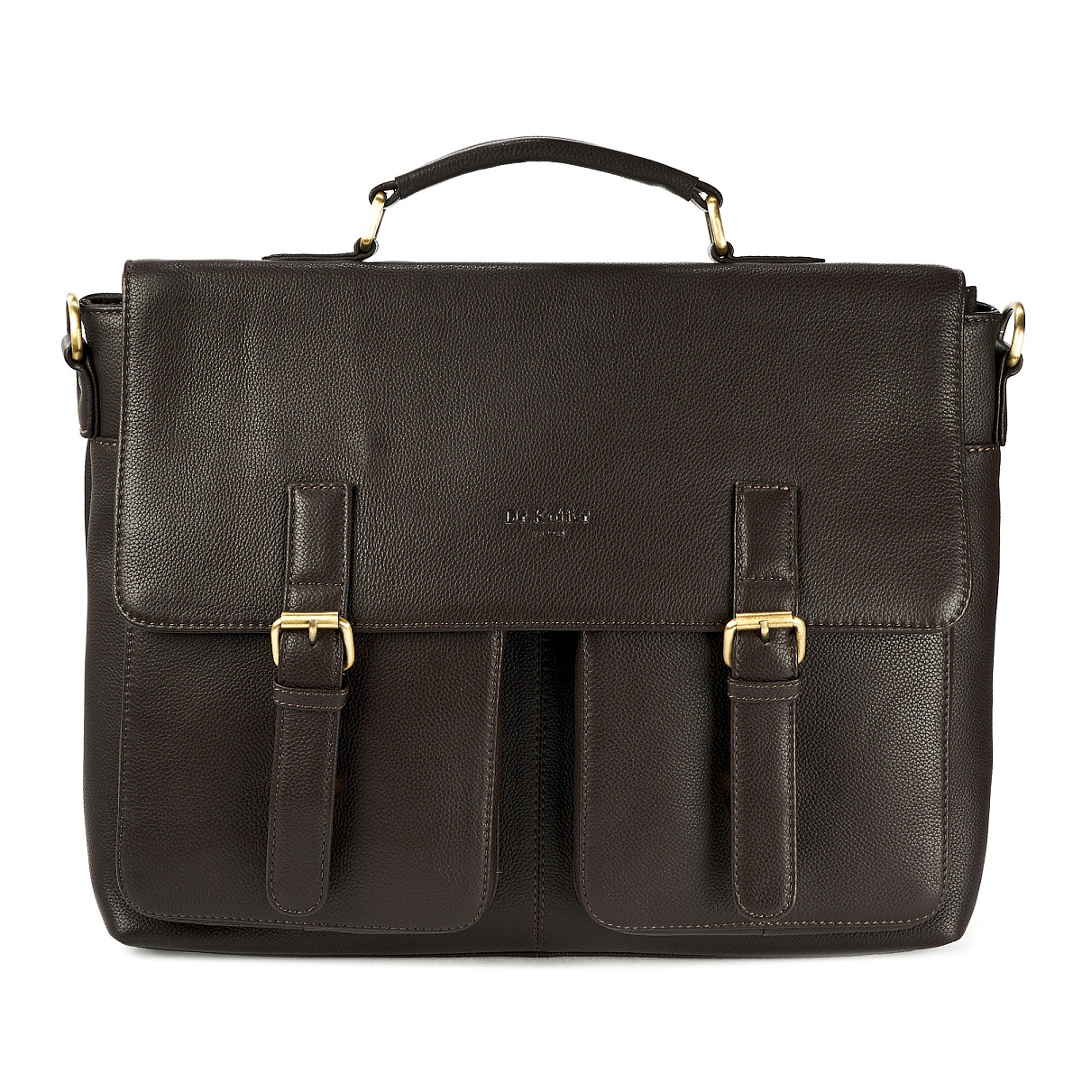Портфель Dr.Koffer из натуральной кожи темно-коричневый
