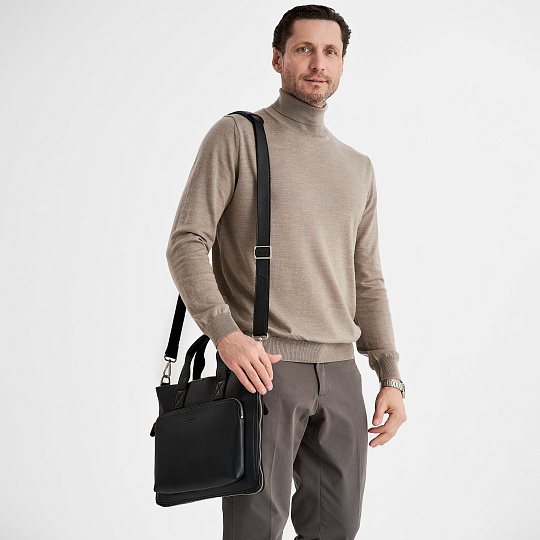 Деловая сумка Dr.Koffer из натуральной кожи черная