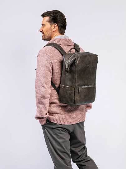 Рюкзак Dr. Koffer из натуральной кожи серый
