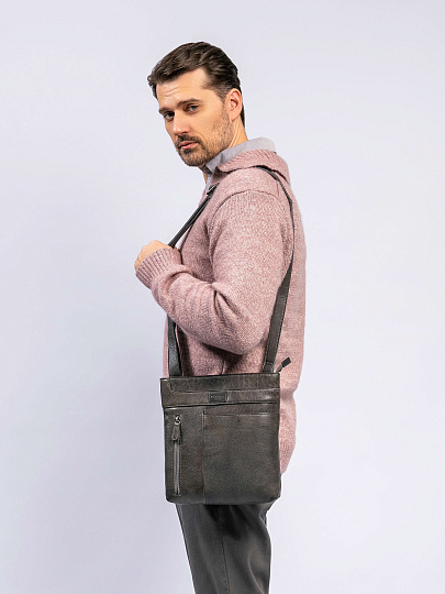 Сумка через плечо Dr. Koffer из натуральной кожи серая