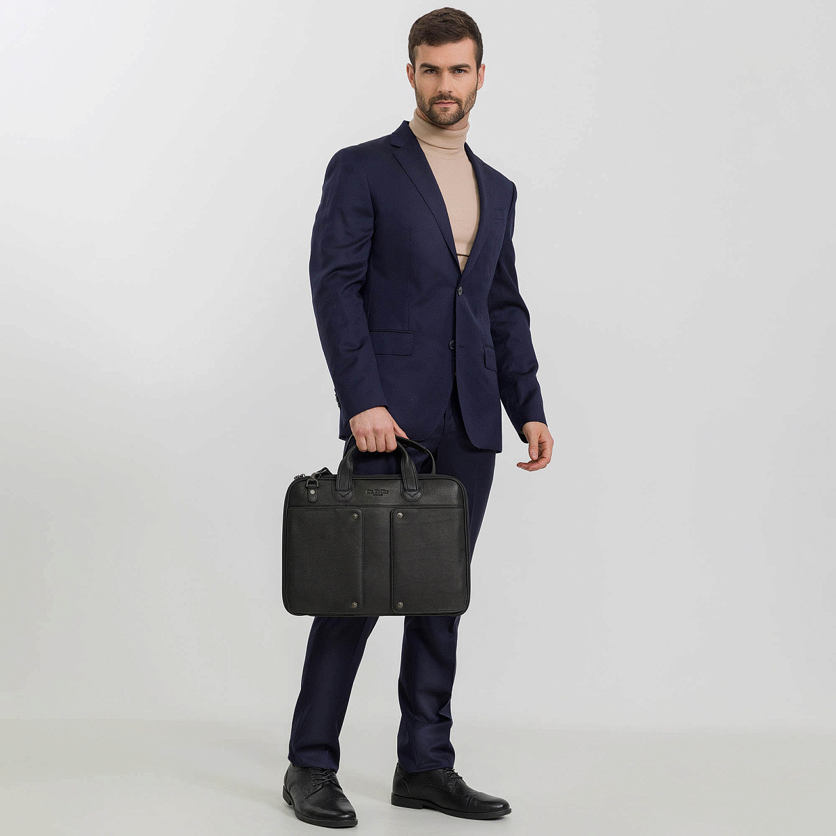 Деловая сумка Dr.Koffer из натуральной кожи черная