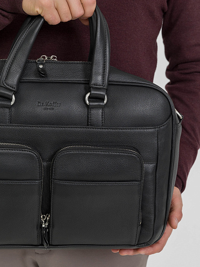 Деловая сумка Dr.Koffer из натуральной кожи черная