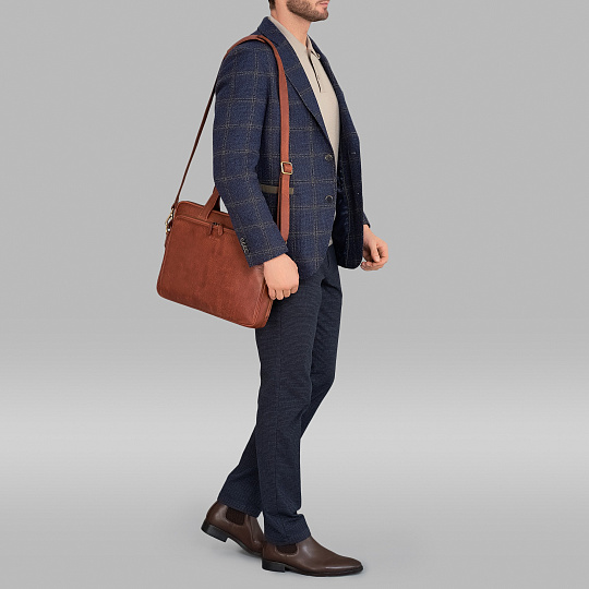 Деловая сумка Dr.Koffer из натуральной кожи коричневая