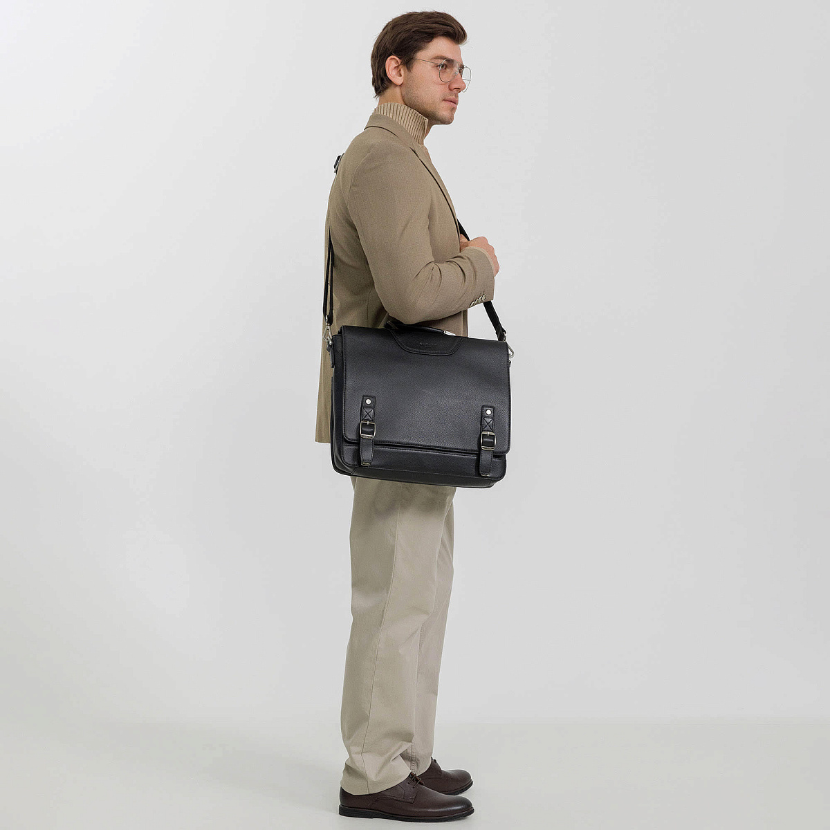 Портфель Dr.Koffer из натуральной кожи черный