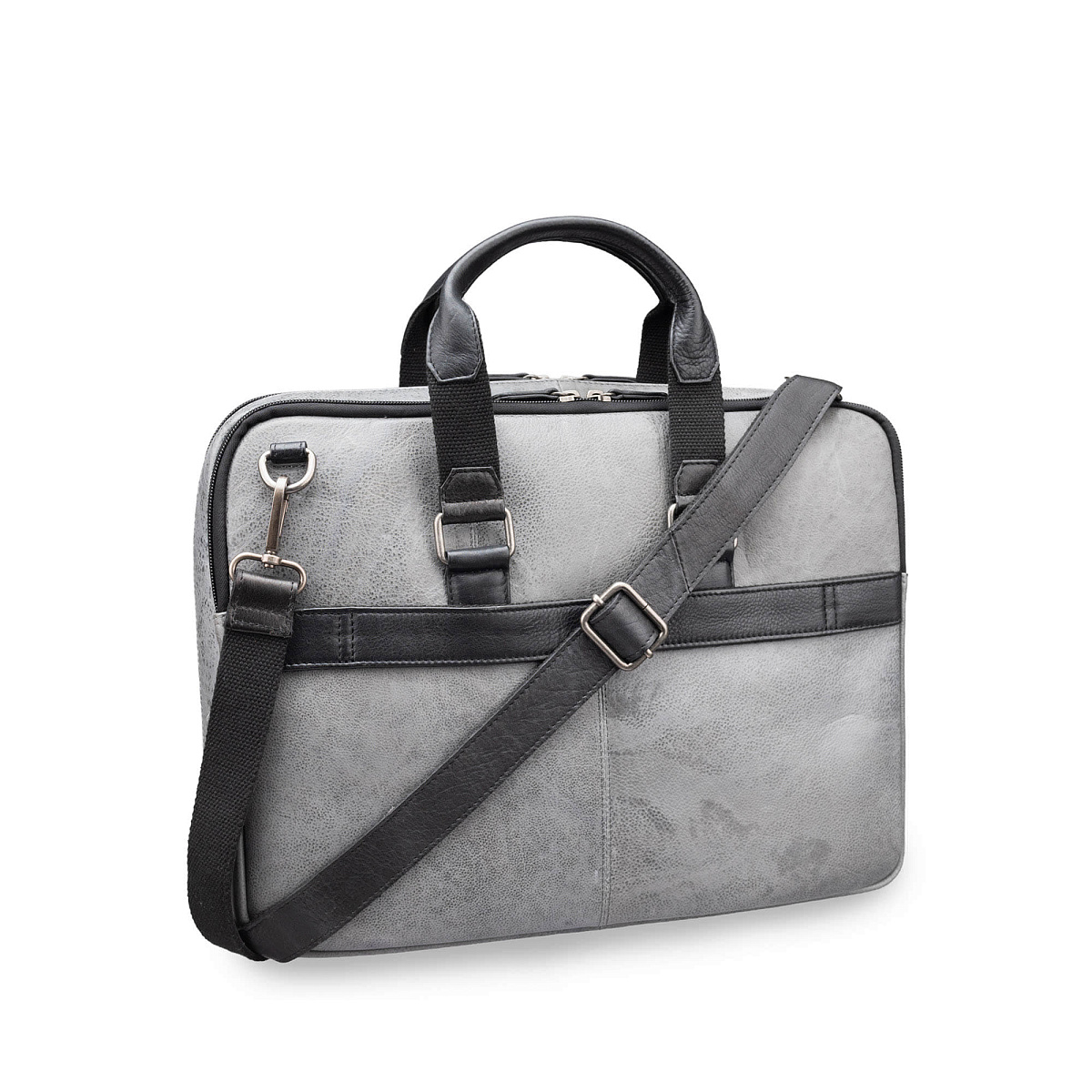 Деловая сумка Dr.Koffer из натуральной кожи серая