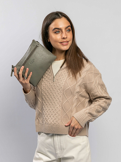 Сумка через плечо Dr.Koffer из натуральной кожи серая