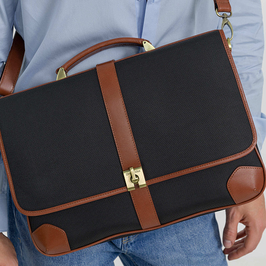 Портфель Dr.Koffer из нейлона и натуральной кожи