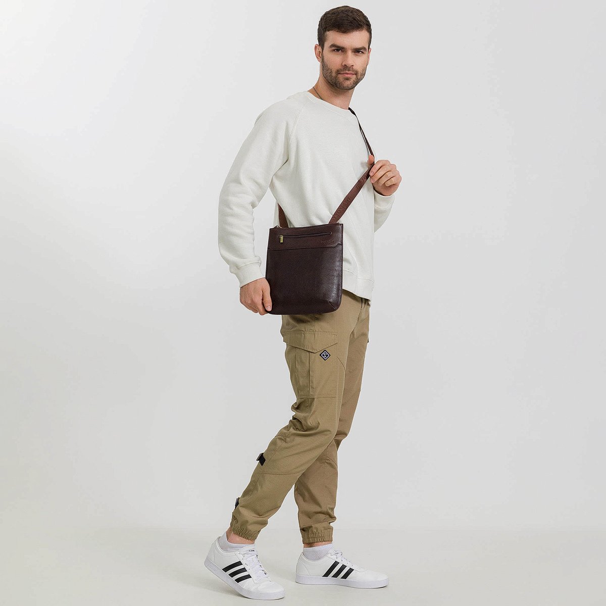 Сумка через плечо Dr.Koffer из натуральной кожи коричневая